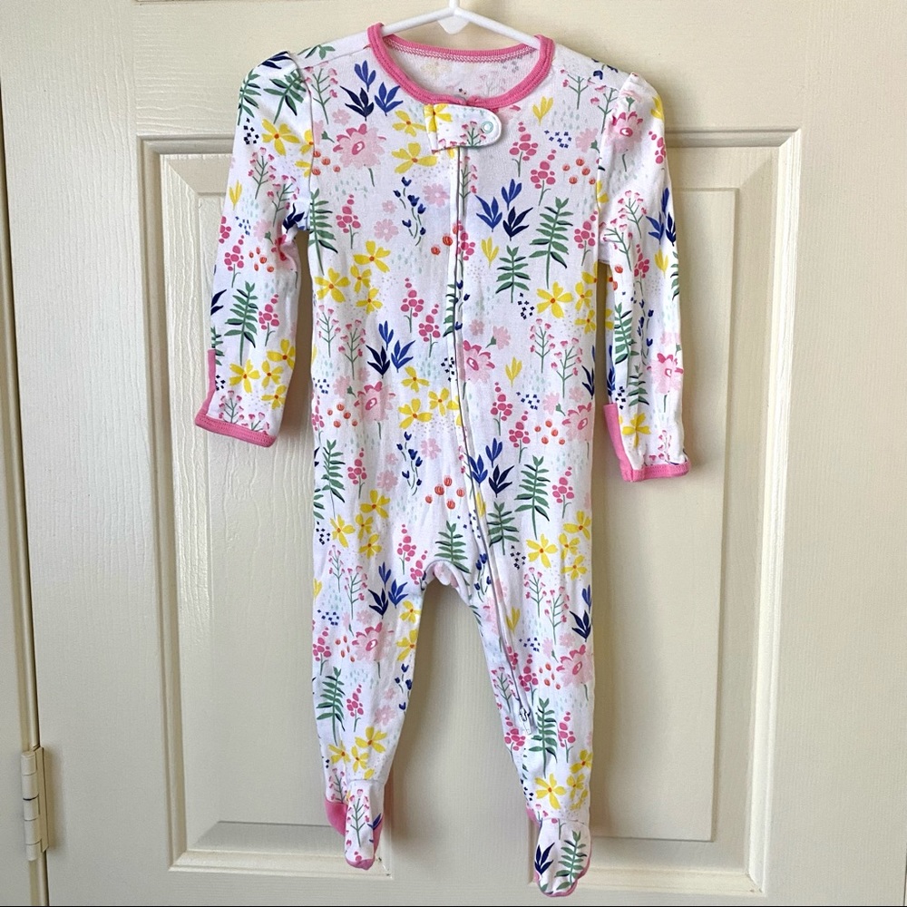 Cloud Island White Botanical Print Baby Pajamas